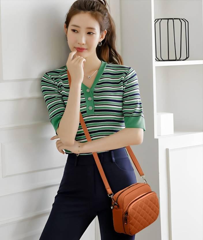 Elegant Brown PU Leather Embroidered Shoulder Bag for Women – Stylish & Durable