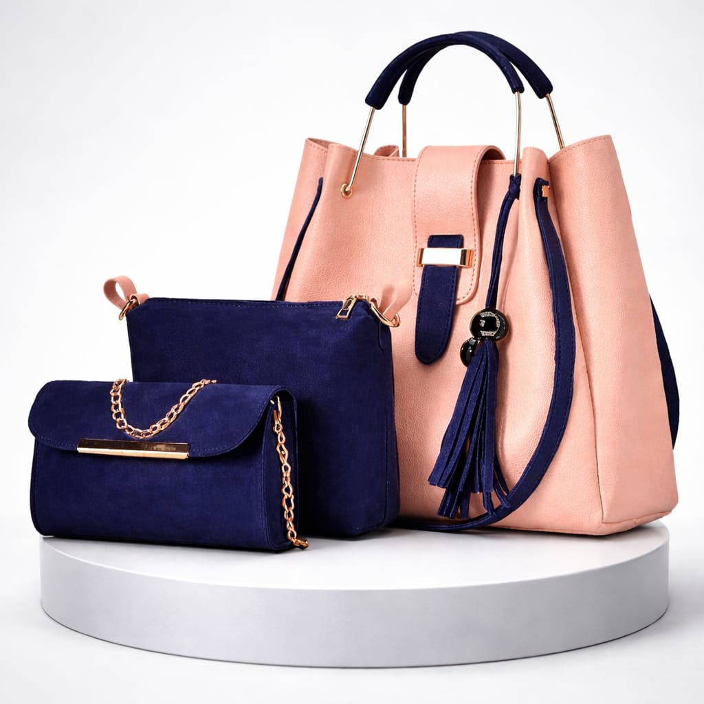 Premium 3PCS Ladies Leather Bag Set – Stylish Tote, Crossbody & Clutch Combo